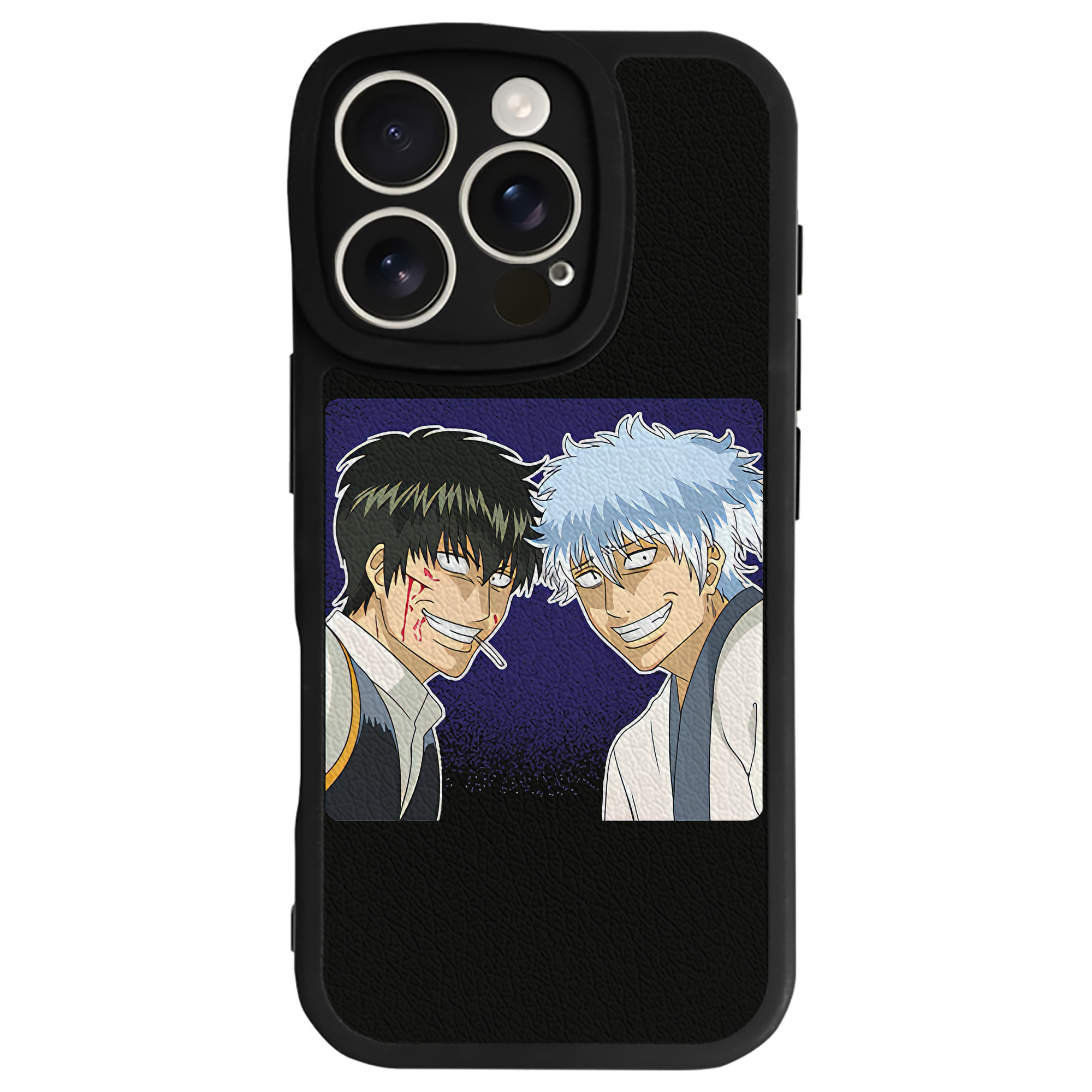 （画像用） ぎんたま 坂田銀時（さかたぎんとき） 神楽 志村新八（しむら しんぱち） GINTAMA Sakata Gintoki Kagura Shimura Shinpachi 【iPhone 16シリーズ対応】シリコンスマホケース（レザー調） 材質：シリコン